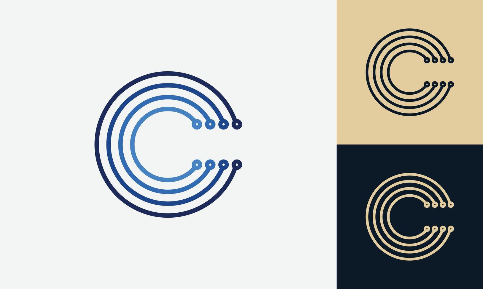 Letter C technology monogram logo vector