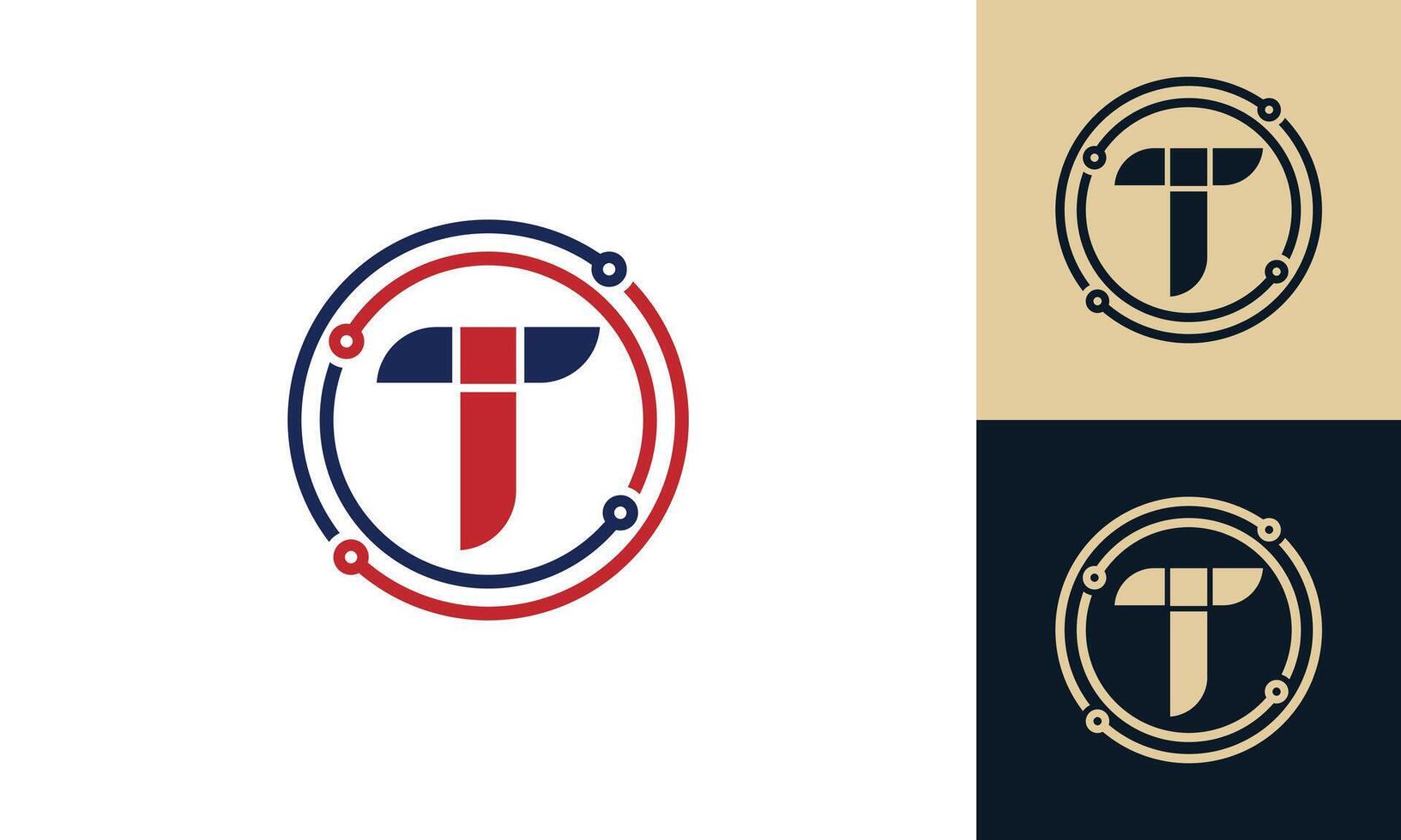 IT technology monogram logo design vector