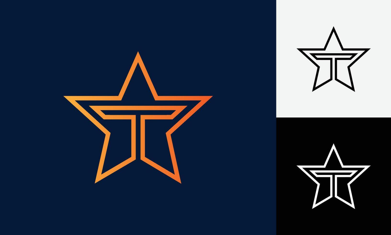 Letter T star monogram logo design vector