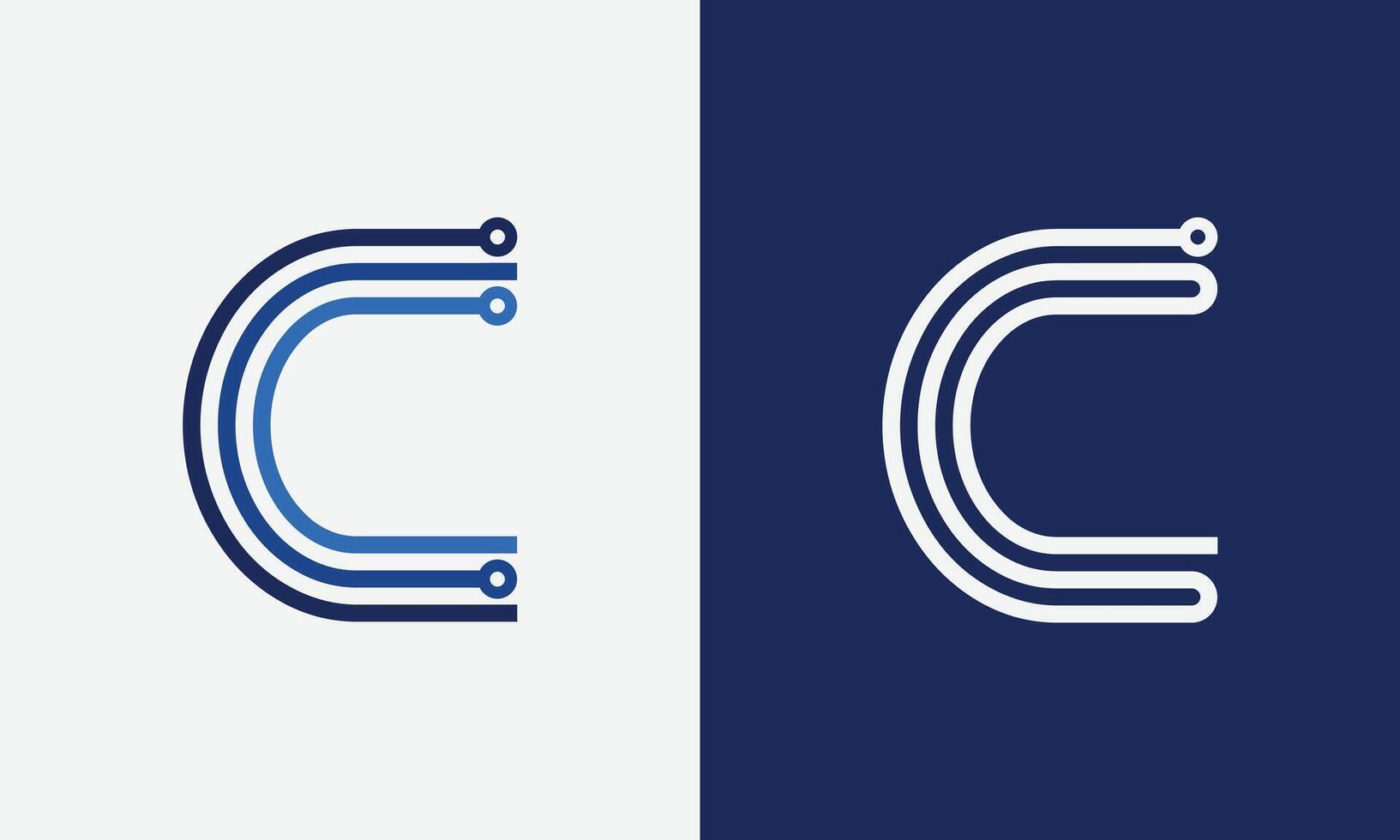 Letter C technology monogram logo design vector