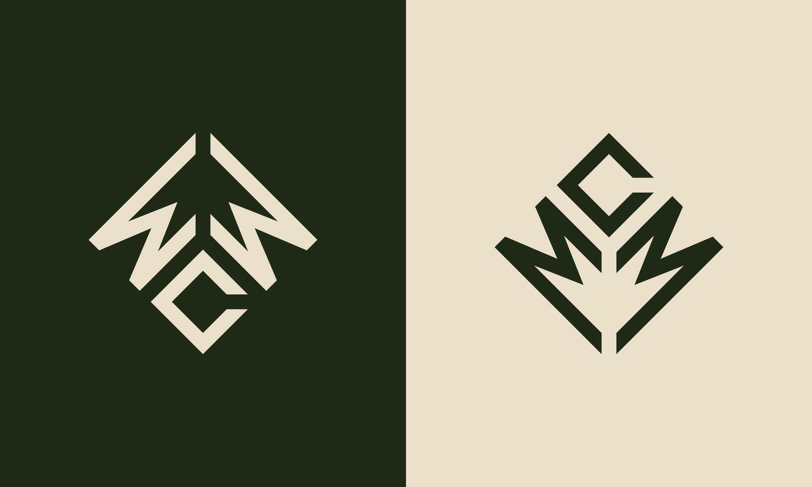 MCM or WCW monogram logo design vector