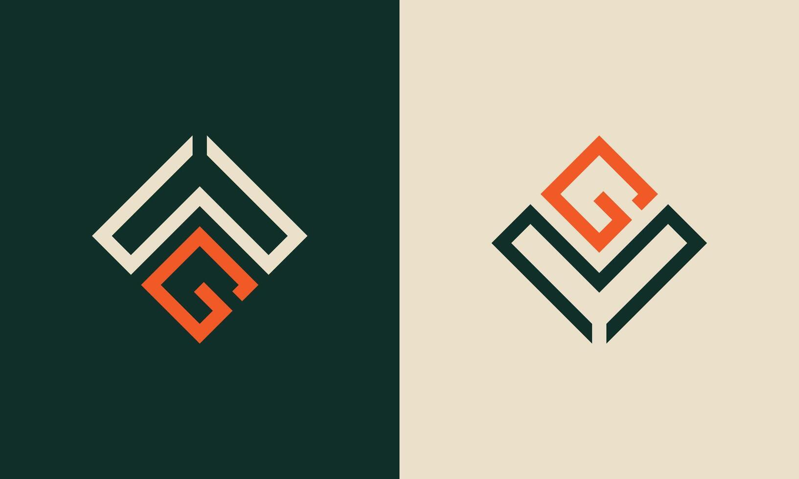 WG or Gm monogram logo design vector