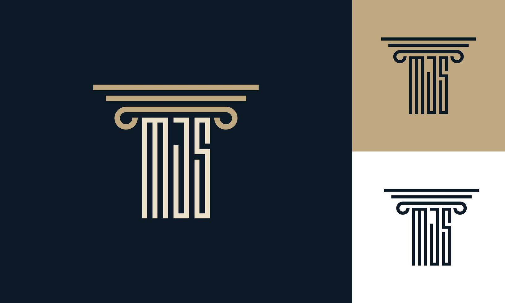 MJS pillar monogram law design vector