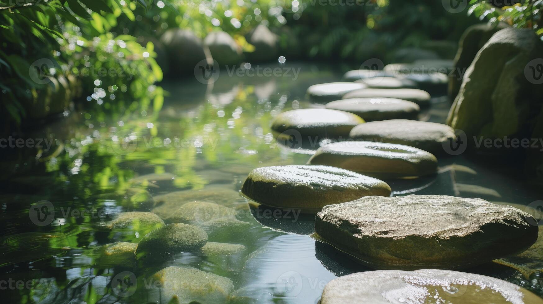 Stepping stones in the garden photo