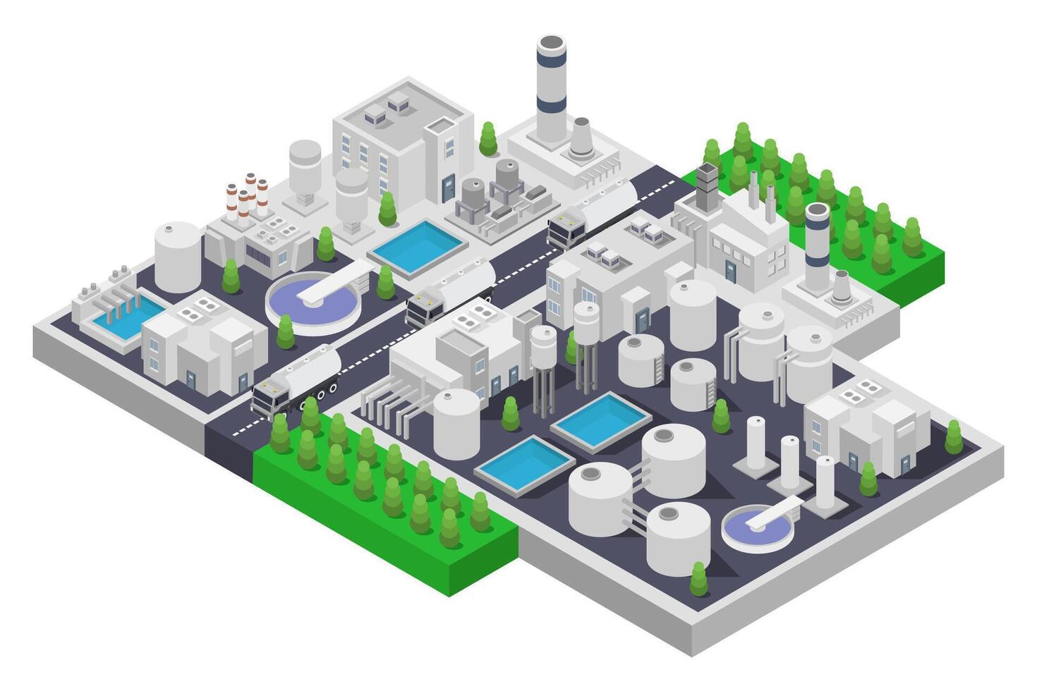 Illustration of a factory with a large building vector
