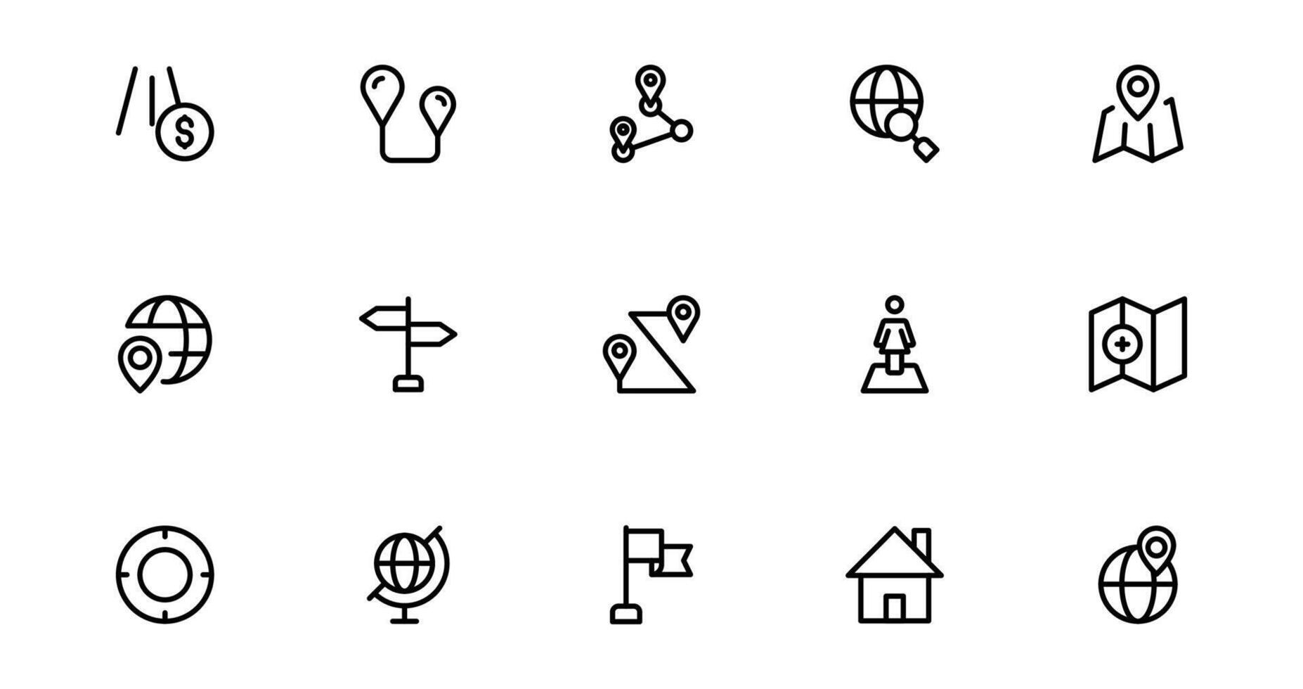 Modern Navigation and Location Maps Icons set Collection for UI, GPS, and Travel Apps vector