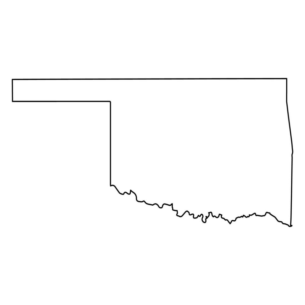 Outlined map of Oklahoma state isolated on white background vector