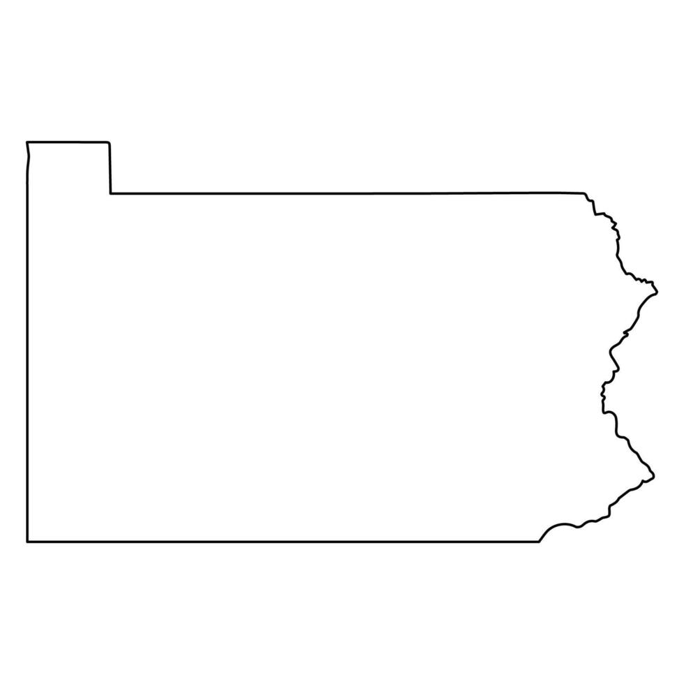 Black outline map of Pennsylvania state, clean borders, isolated vector