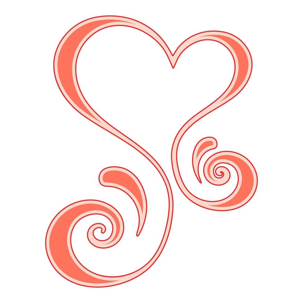 Elegant heart shaped swirl flourishes, swirls perfect for romantic themes vector