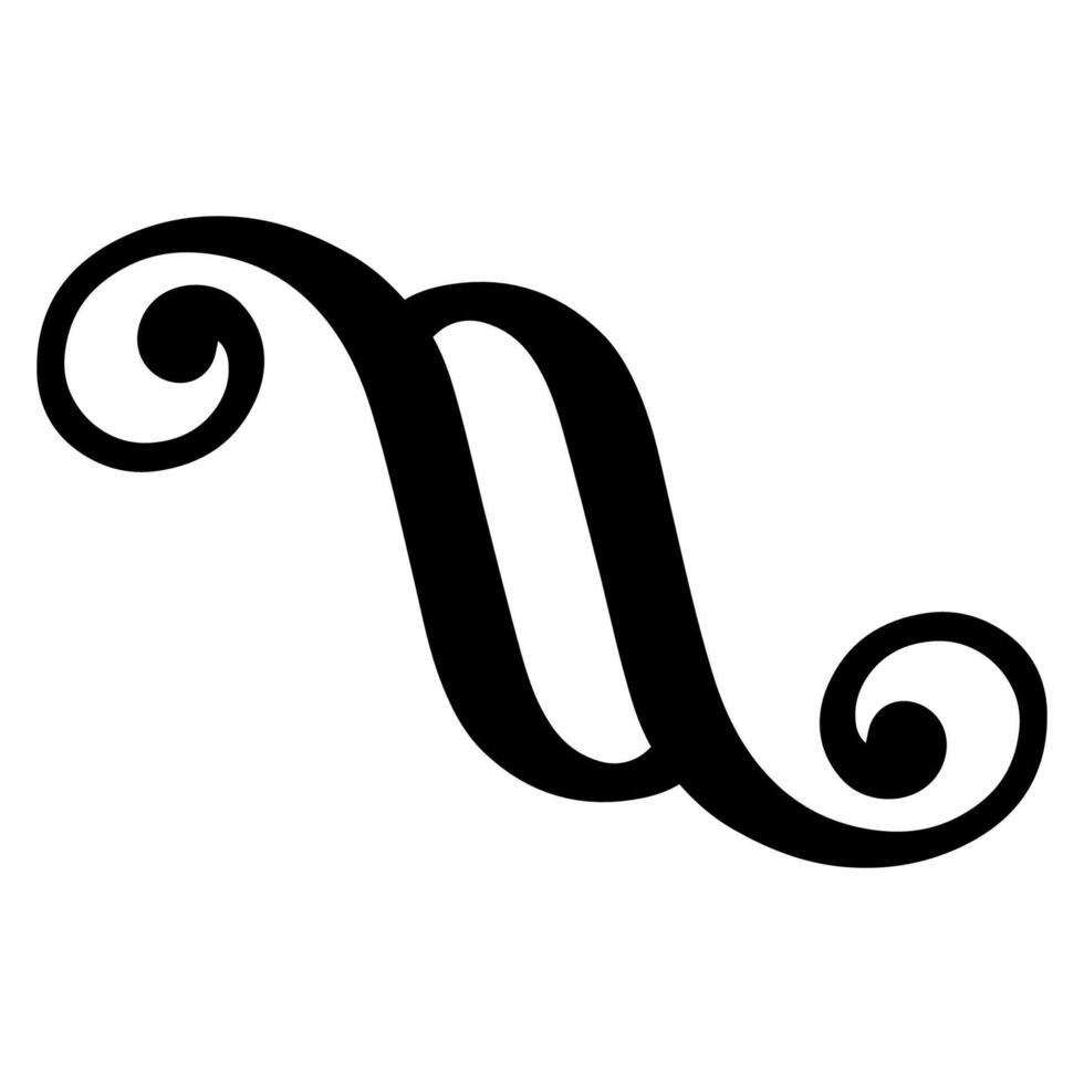 Vintage ornate swirl symbol with curled ends, swirled flourish element vector