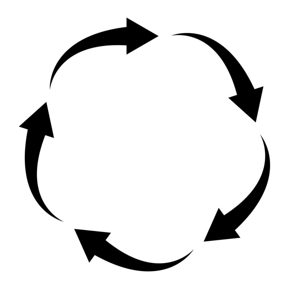 Circular flow process diagram, arrows forming continuous circular flow chart vector