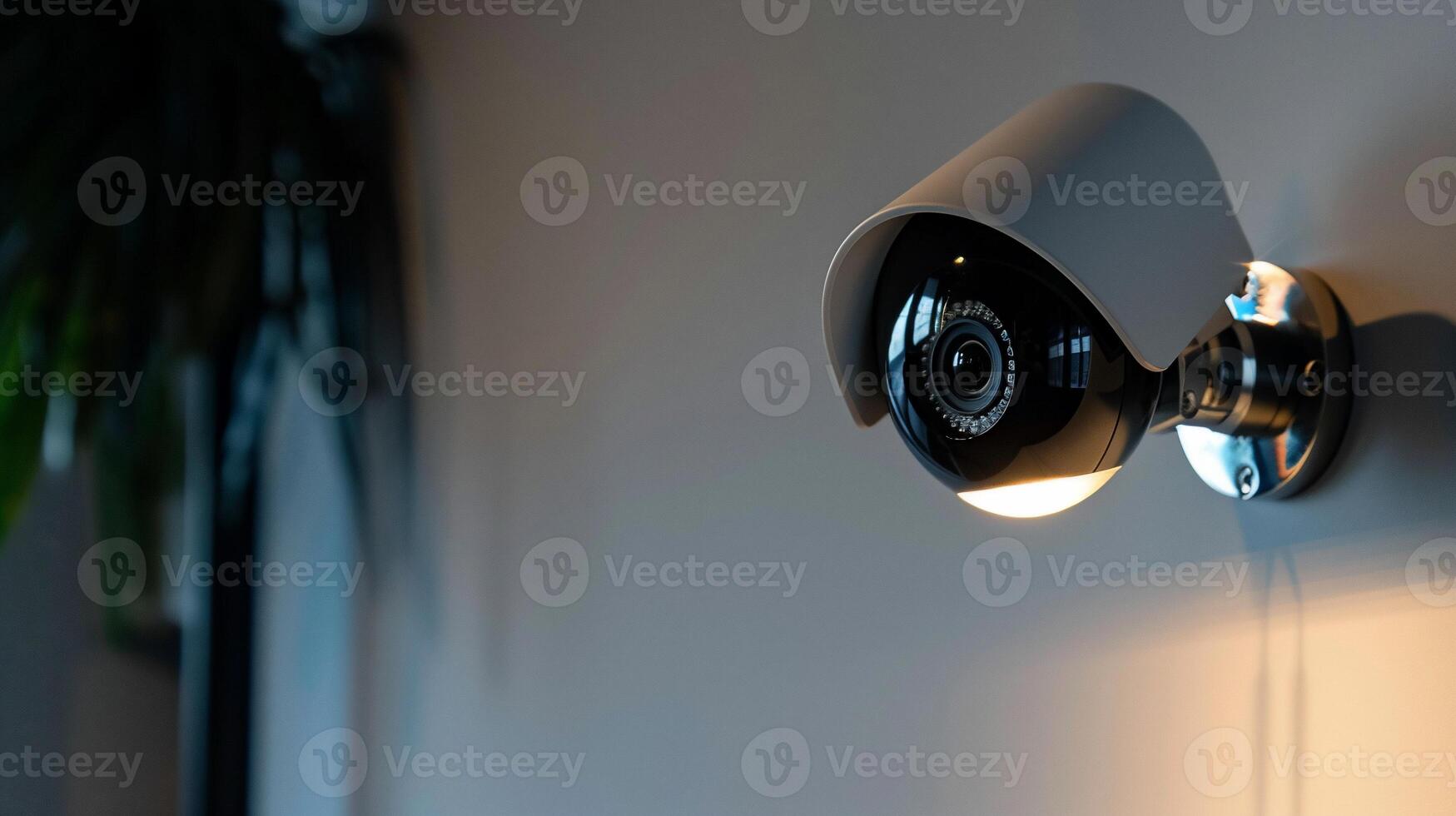 A security camera mounted on a wall photo