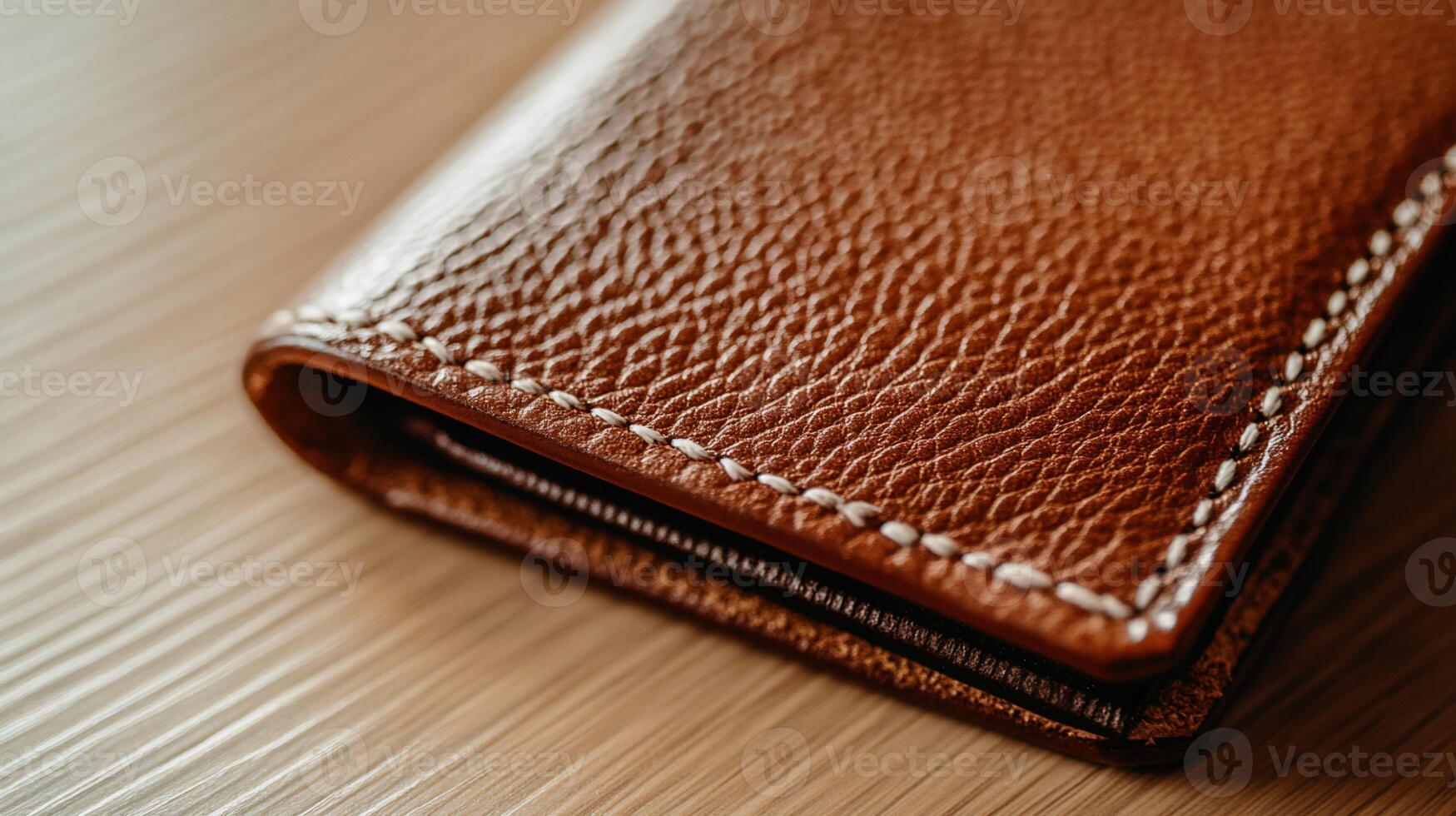 A close up of a leather wallet photo