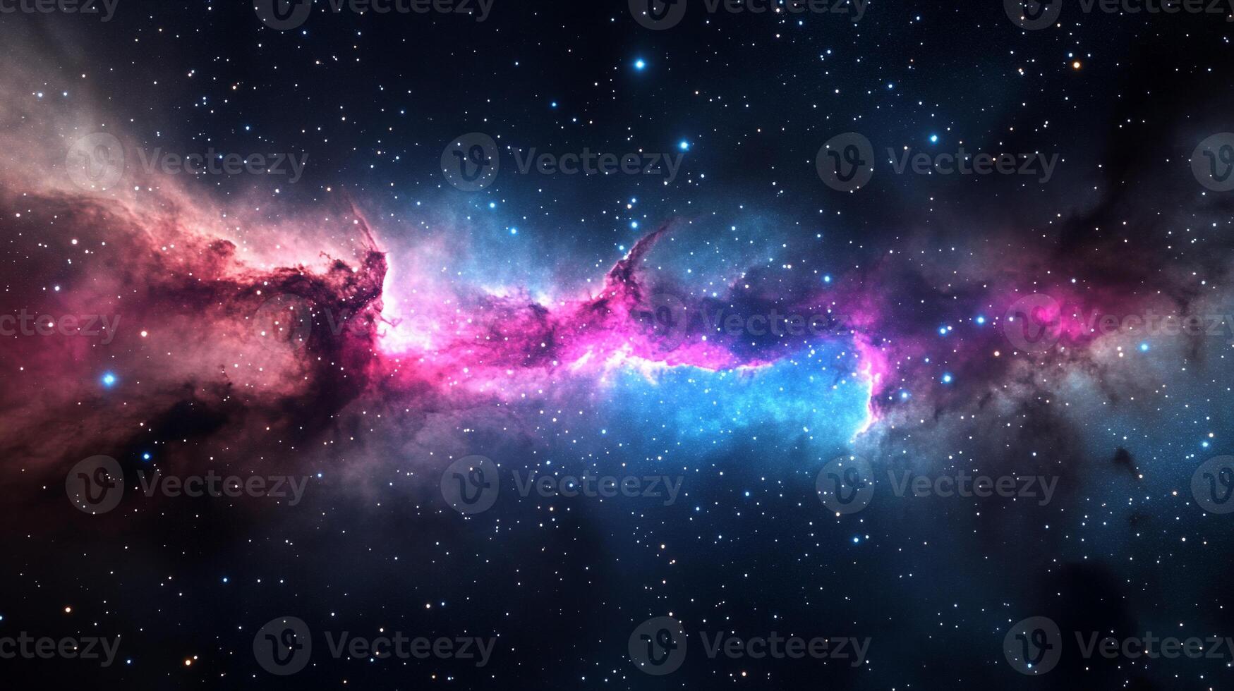 Cosmic nebulae, vibrant colors, swirling gas clouds, scattered stars photo