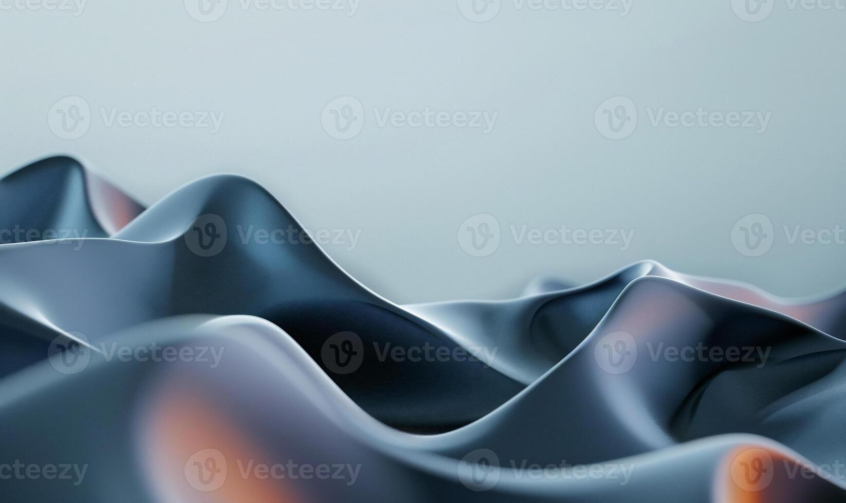 Abstract wavy shapes in soft, muted tones. Fluid, organic forms, resembling hills or flowing fabric. A seamless blend of cool blues and warm oranges photo