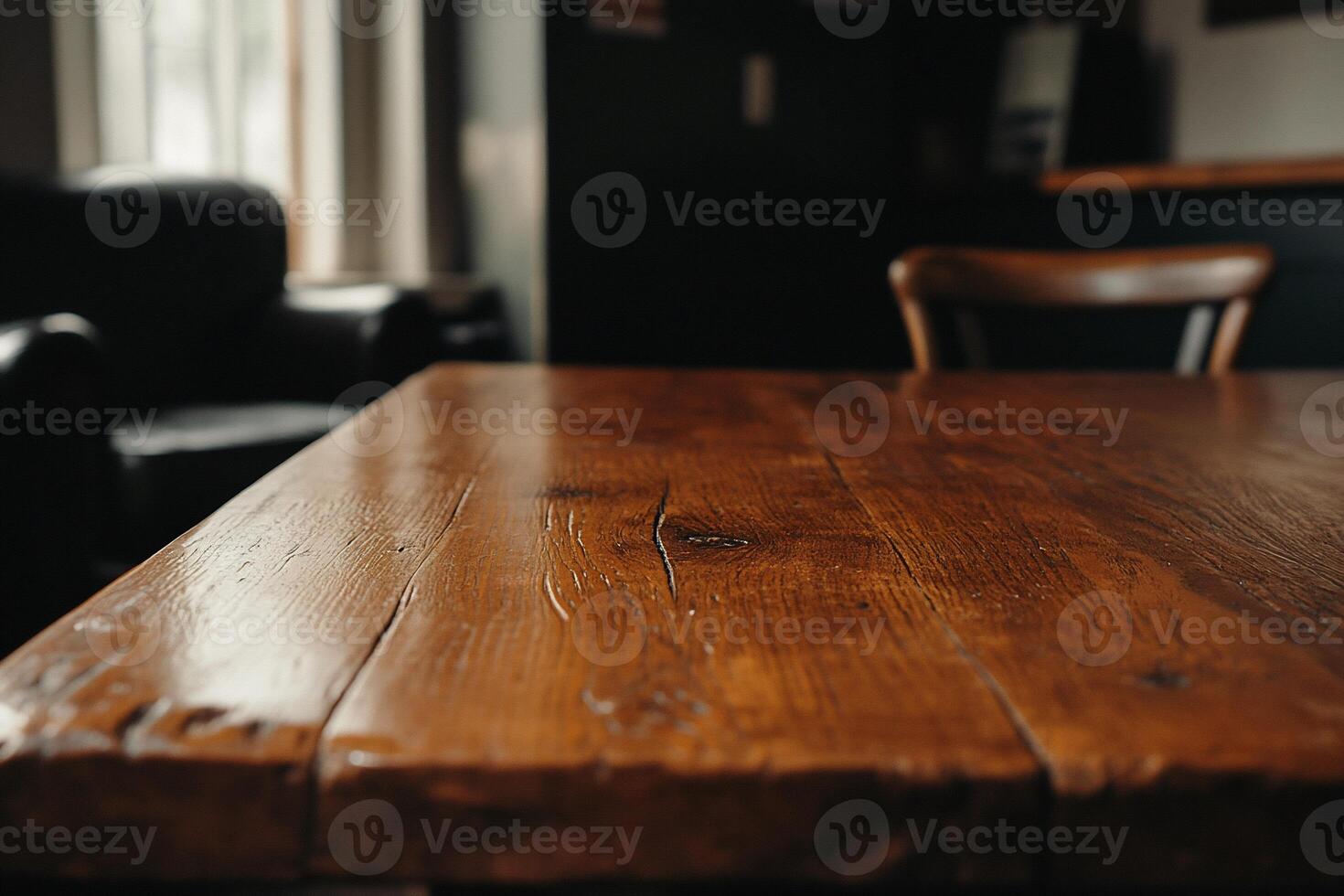 Wooden table surface in a room photo