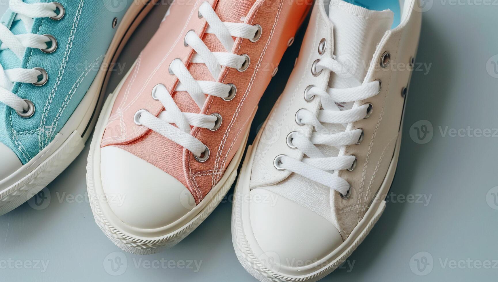 Pastel-colored canvas sneakers photo