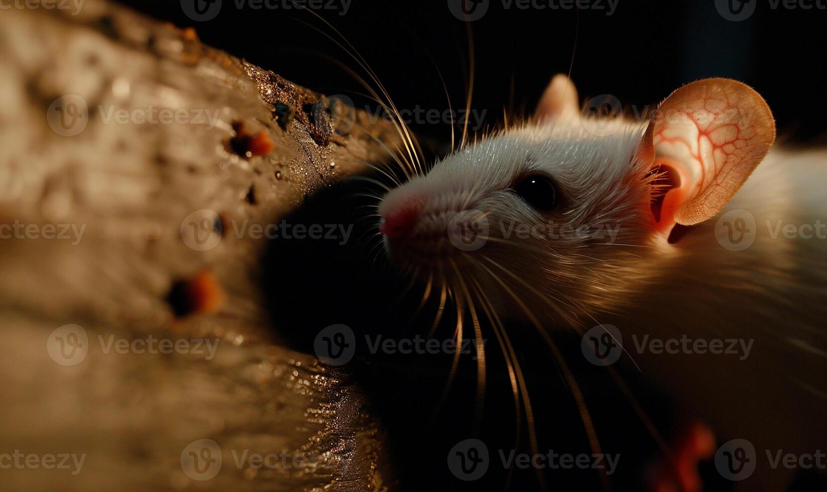 Curious white rat exploring photo