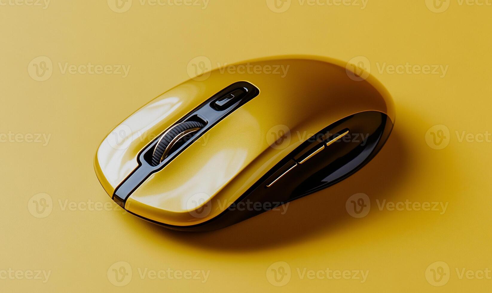 Modern yellow wireless computer mouse photo