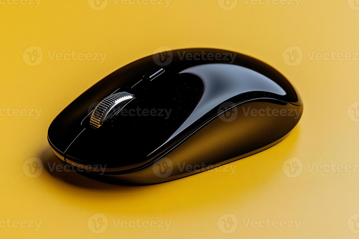 Glossy black wireless computer mouse photo