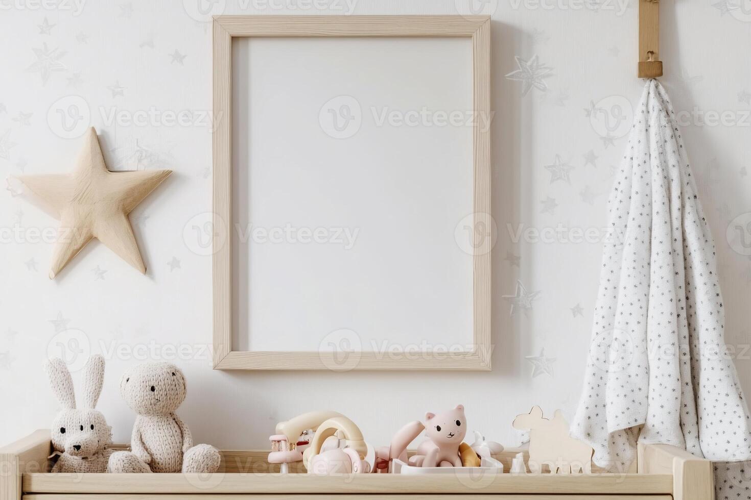 Blank frame in a cozy nursery photo