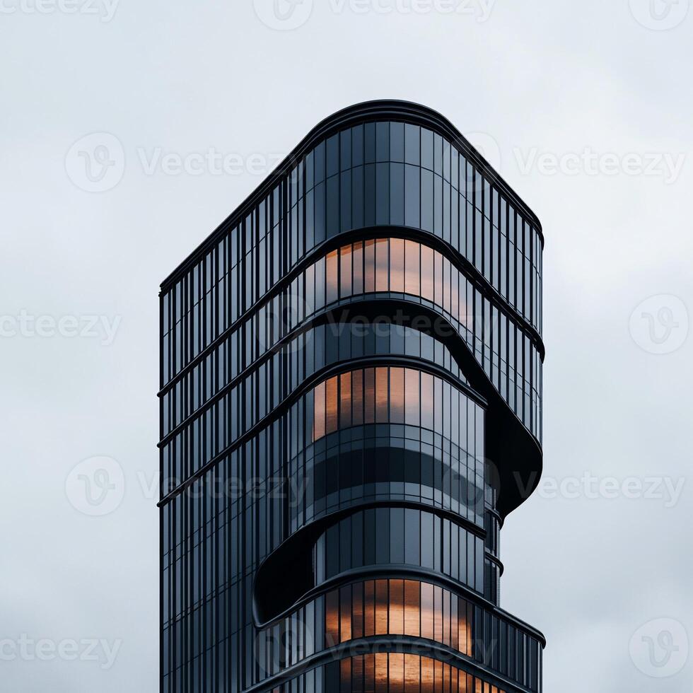 Modern skyscraper with curved facade photo