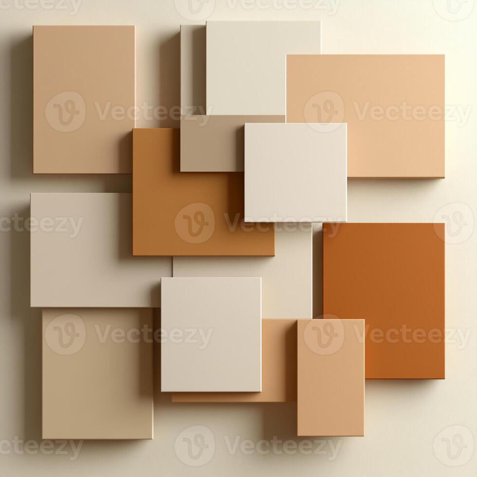 Abstract geometric shapes in warm neutral colors. Layered rectangles create a visually interesting composition photo
