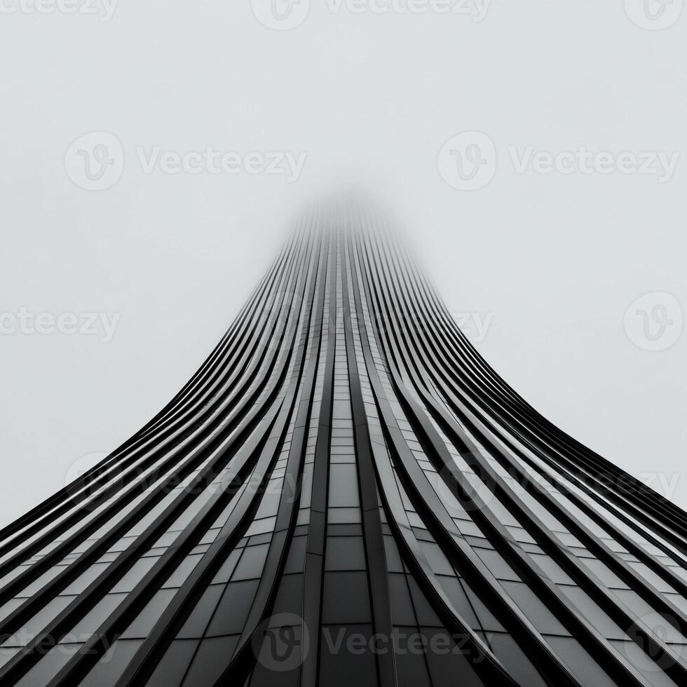 Modern skyscraper, architectural lines, misty view photo