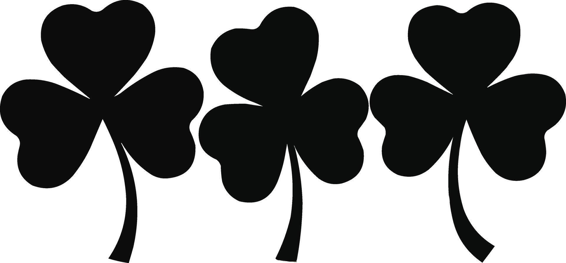 three clover leaves are shown in black and white vector