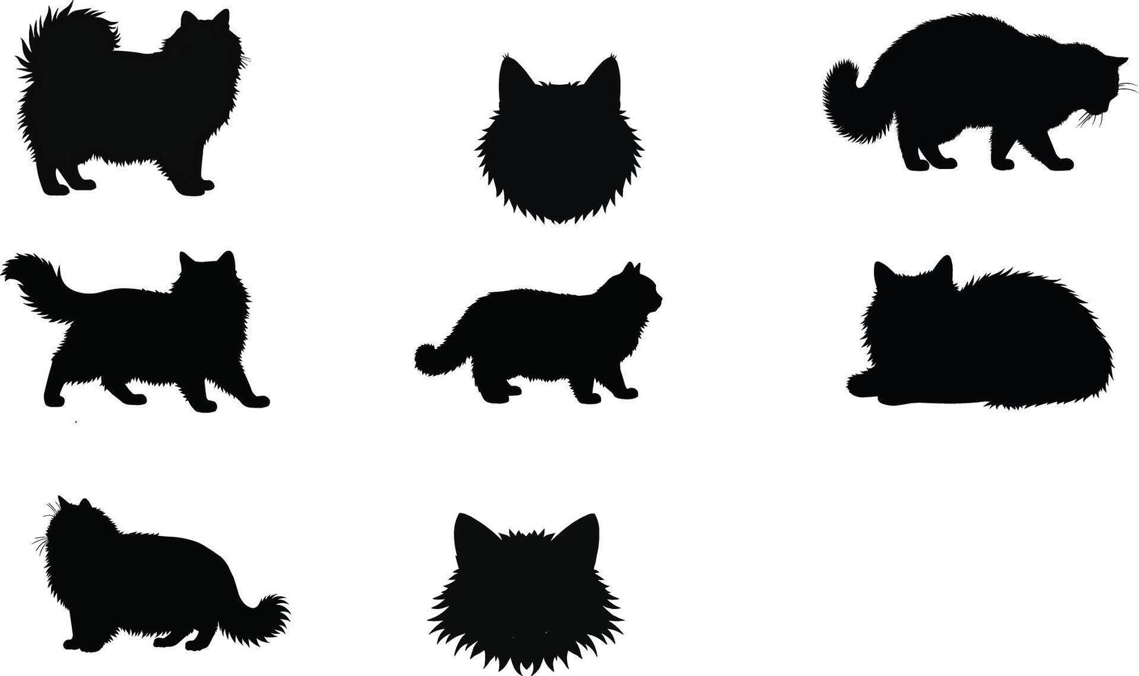 a set of silhouettes of cats vector
