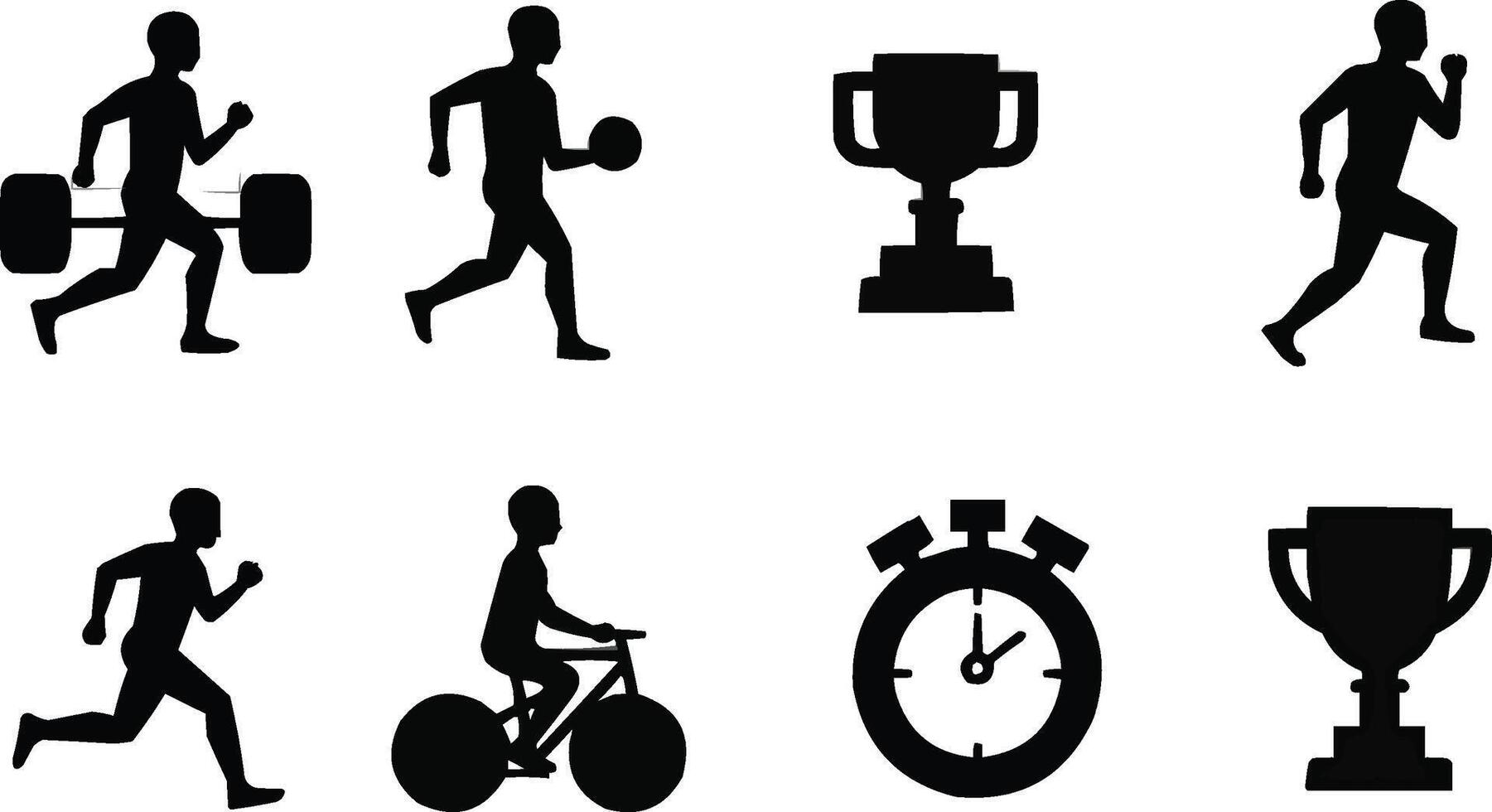people running, cycling and playing sports vector