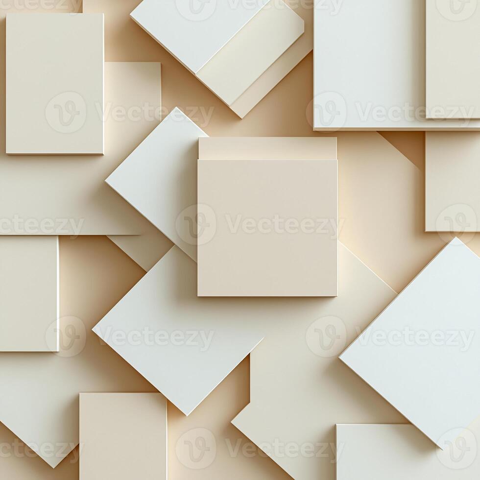 Abstract geometric shapes in beige and white photo