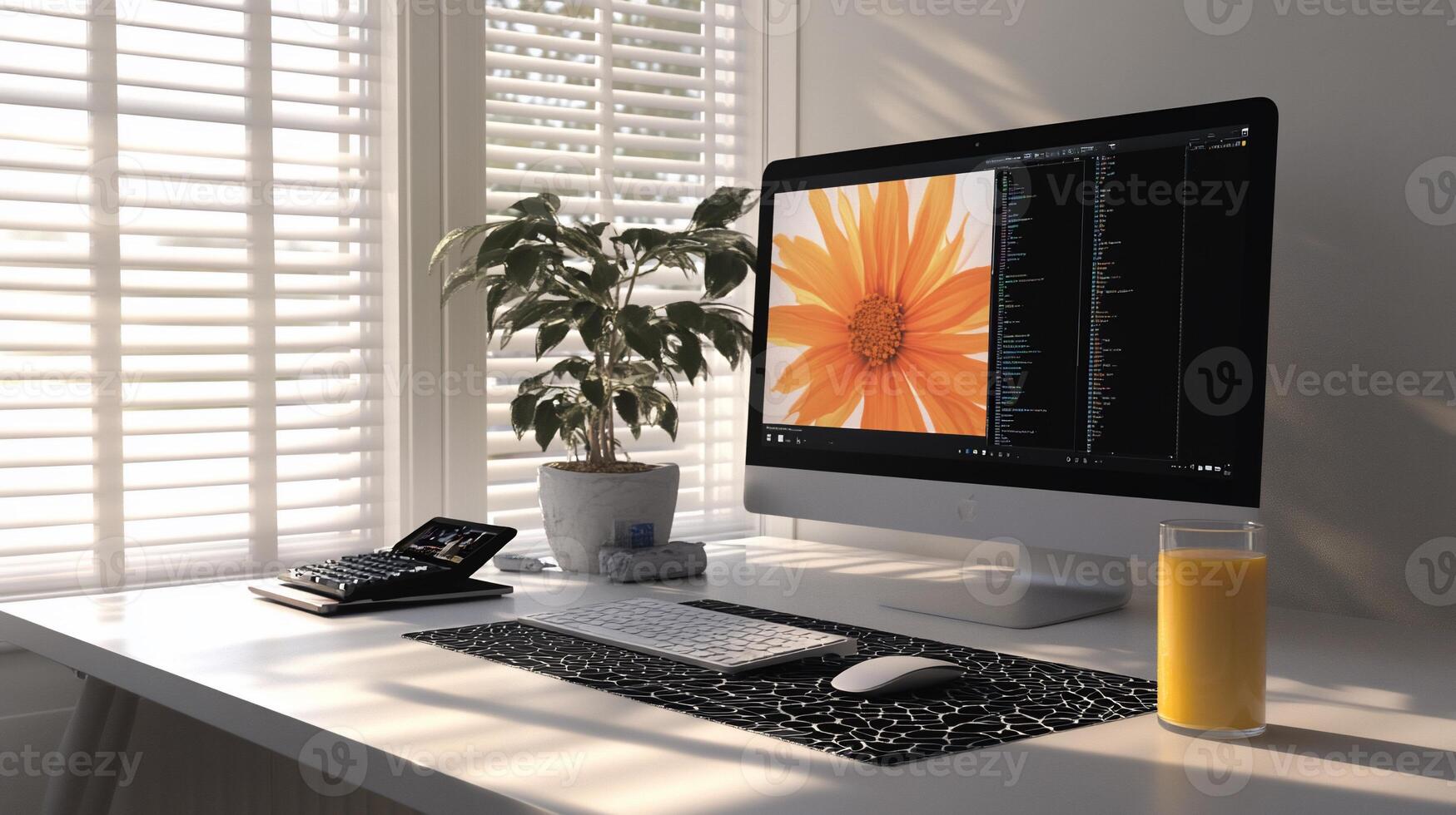 Modern workspace with computer photo