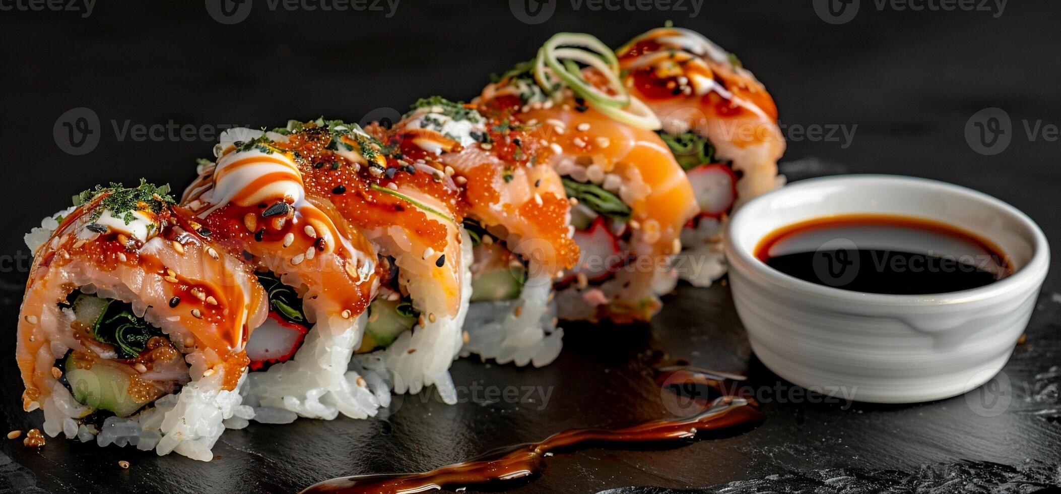 Teriyaki Salmon Sushi Rolls photo