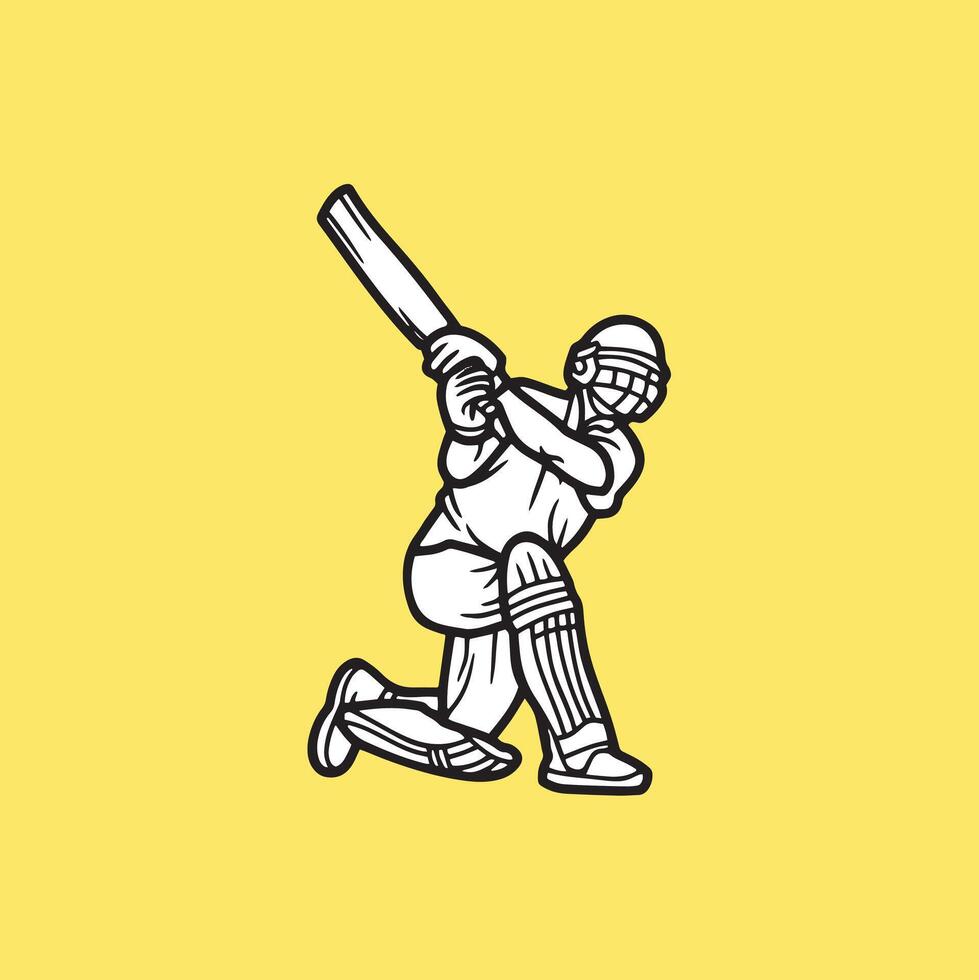 Cricket playing batter - batsman illustration, mans cricket, left handed batter playing vector