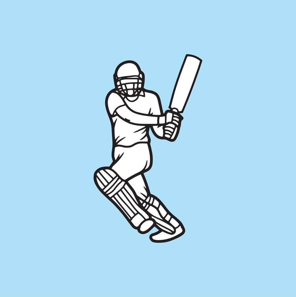 Cricket playing batter, batsman illustration, mans cricket, right handed batter vector