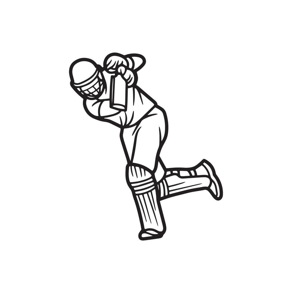 Cricket playing batter - batsman illustration, mans cricket, right handed batter playing shot vector