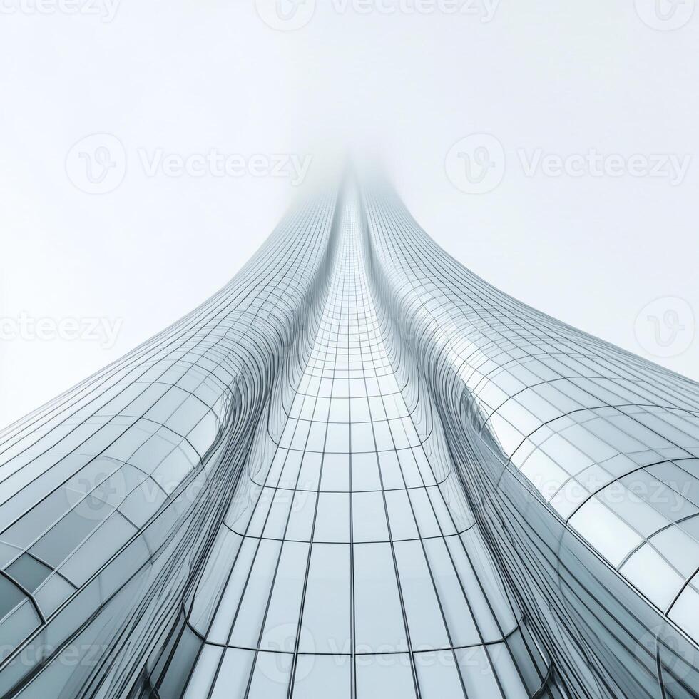 A tall building with glass windows and a sky background photo