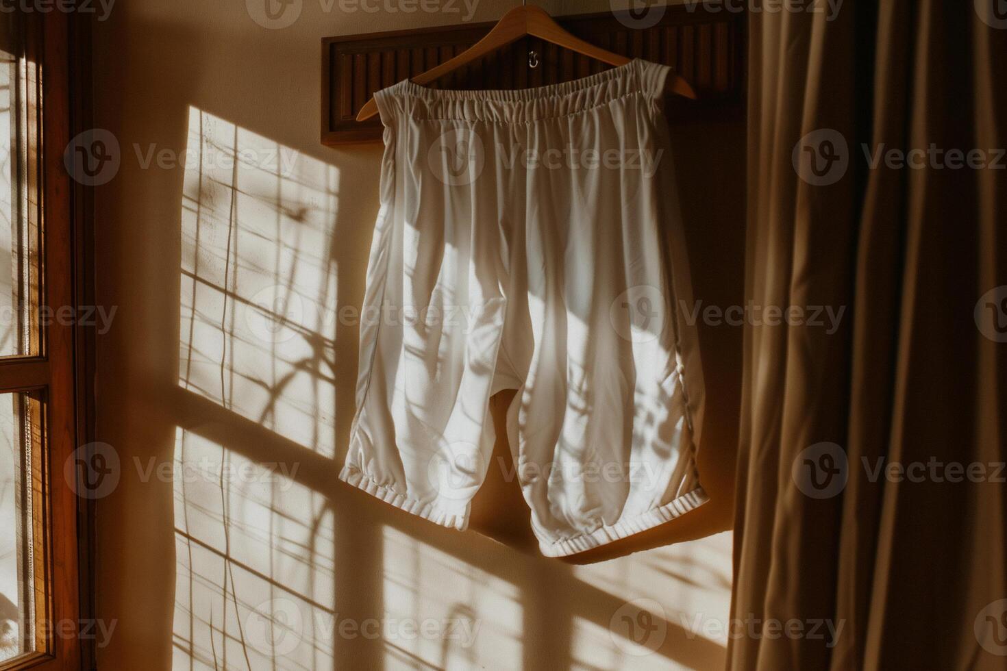 White cropped pants hanging photo