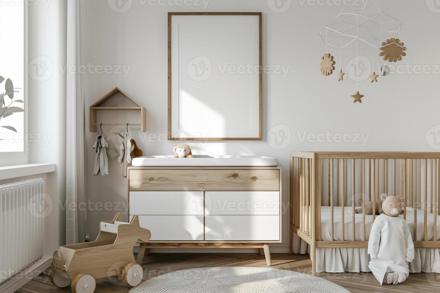 Cozy nursery with natural wood accents photo