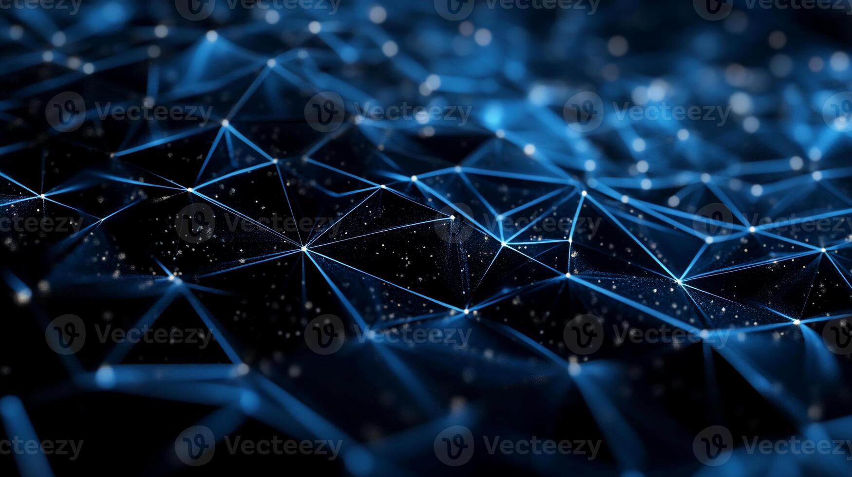 Abstract network of interconnected nodes. Detailed network of points and lines photo