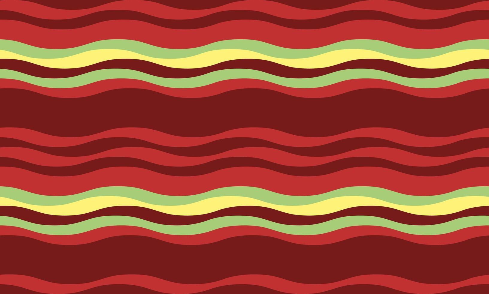Vibrant wavy stripes in red, maroon, and pale yellowgreen create a cheerful, seamless pattern. vector