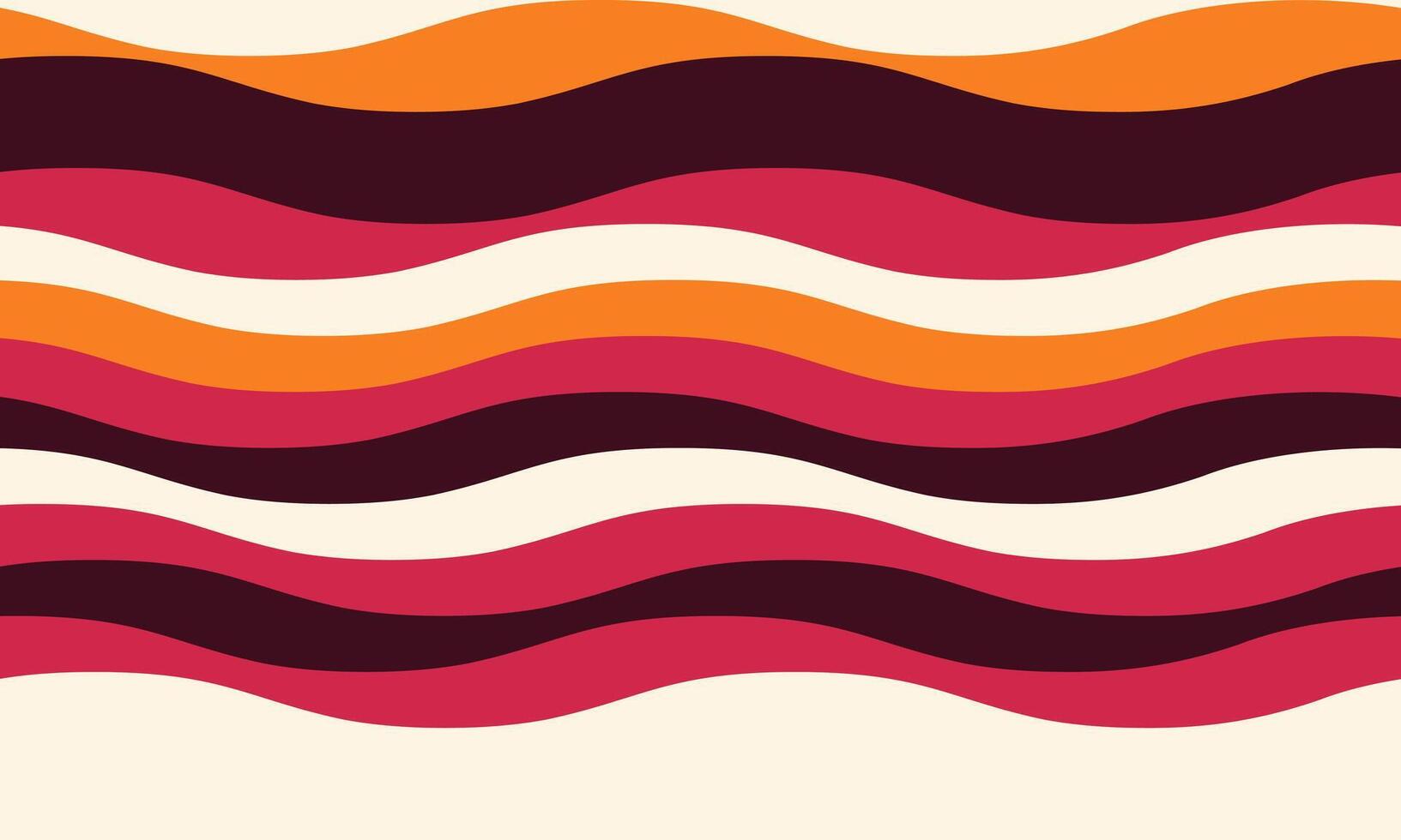 Vibrant wavy stripes in warm autumnal hues create a dynamic, retroinspired pattern. Perfect for backgrounds, textile design, or adding a playful, energetic feel to your projects. vector