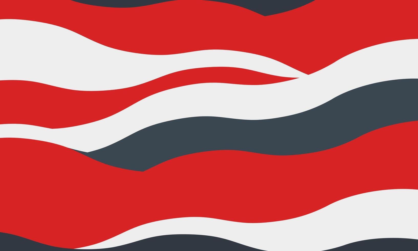 Abstract red, white, and dark gray wavy pattern. Dynamic, modern design ideal for website backgrounds, presentations, or textile prints. Evokes movement, energy, and fluidity. vector
