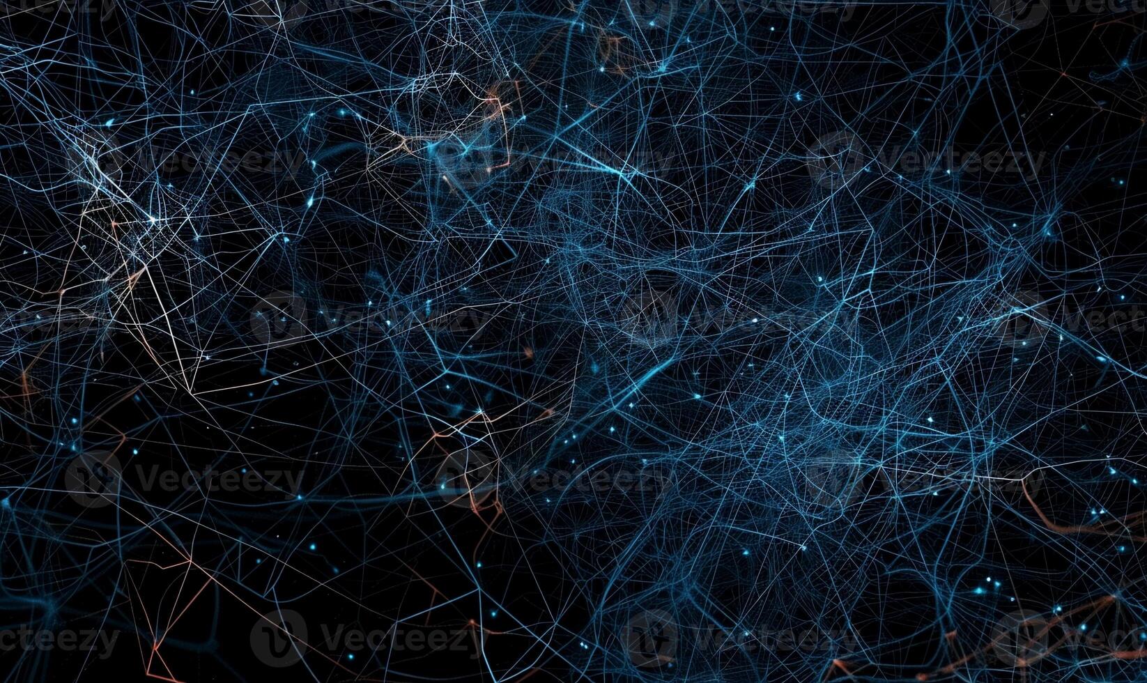 Abstract network of interconnected lines and points. Complex web of connections photo