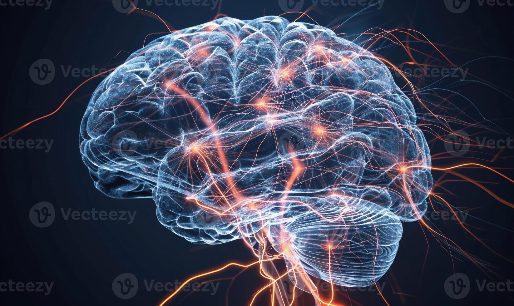 Brain neural network, intricate connections photo
