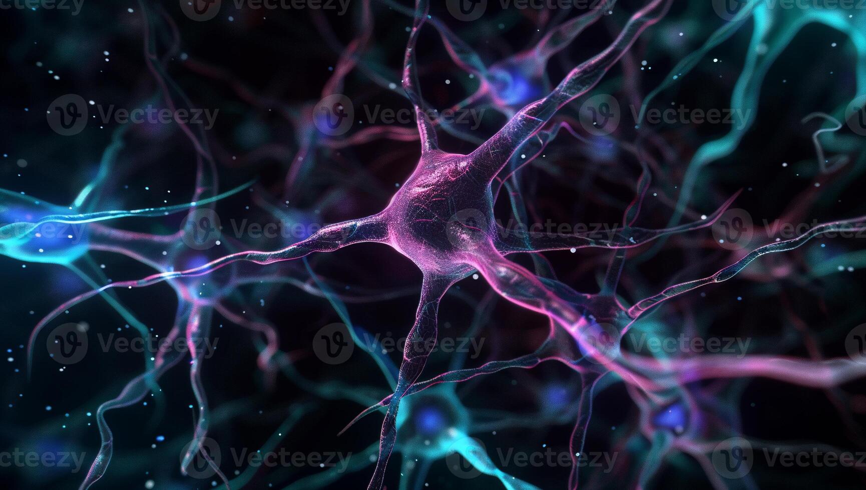 Detailed network of neurons. Complex neural pathways and connections photo