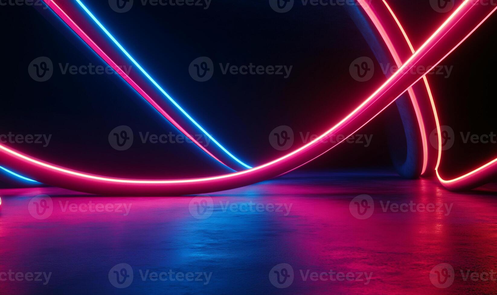 Neon light curves, dark space photo