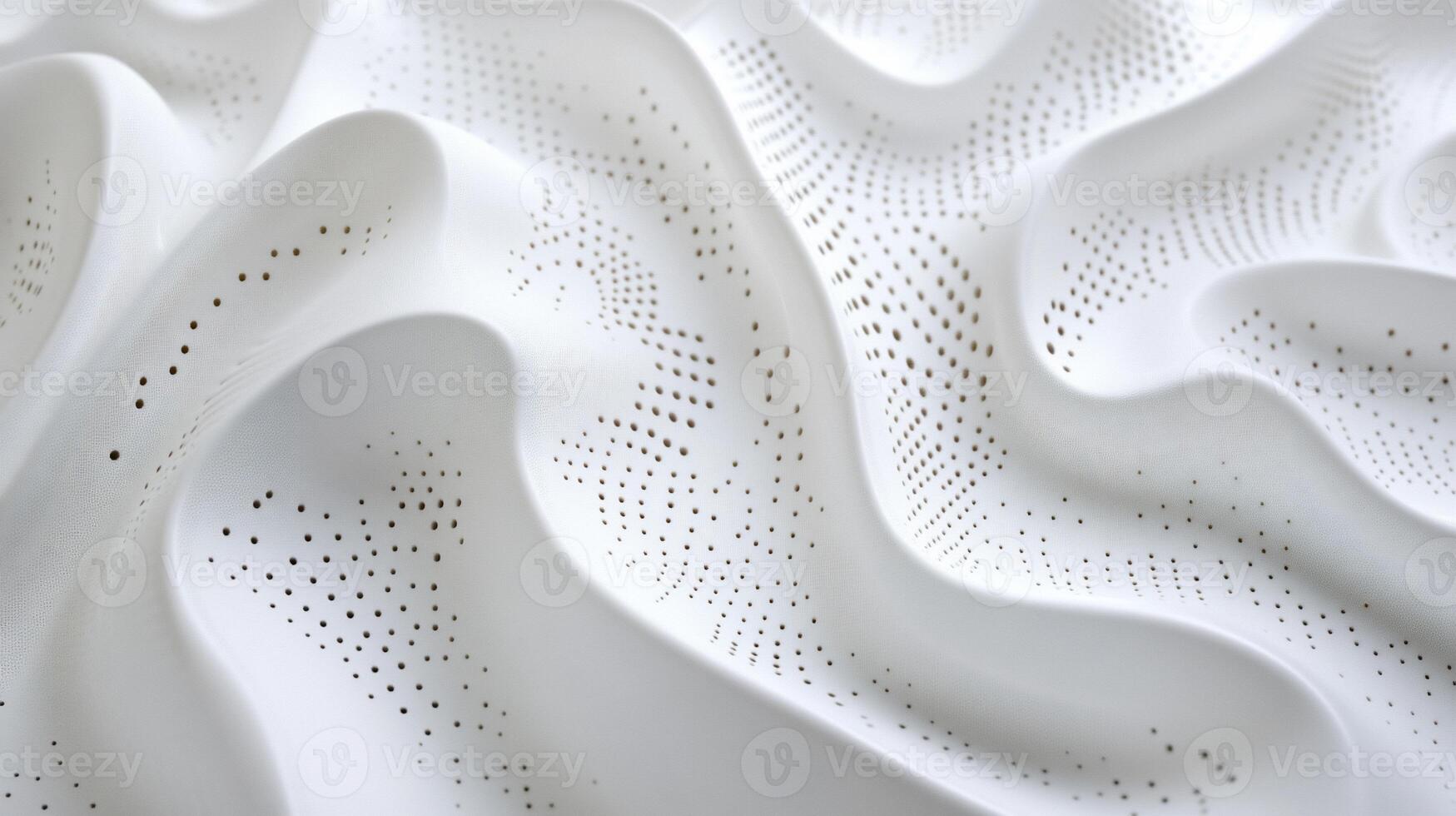 Abstract white textured waves with perforations photo