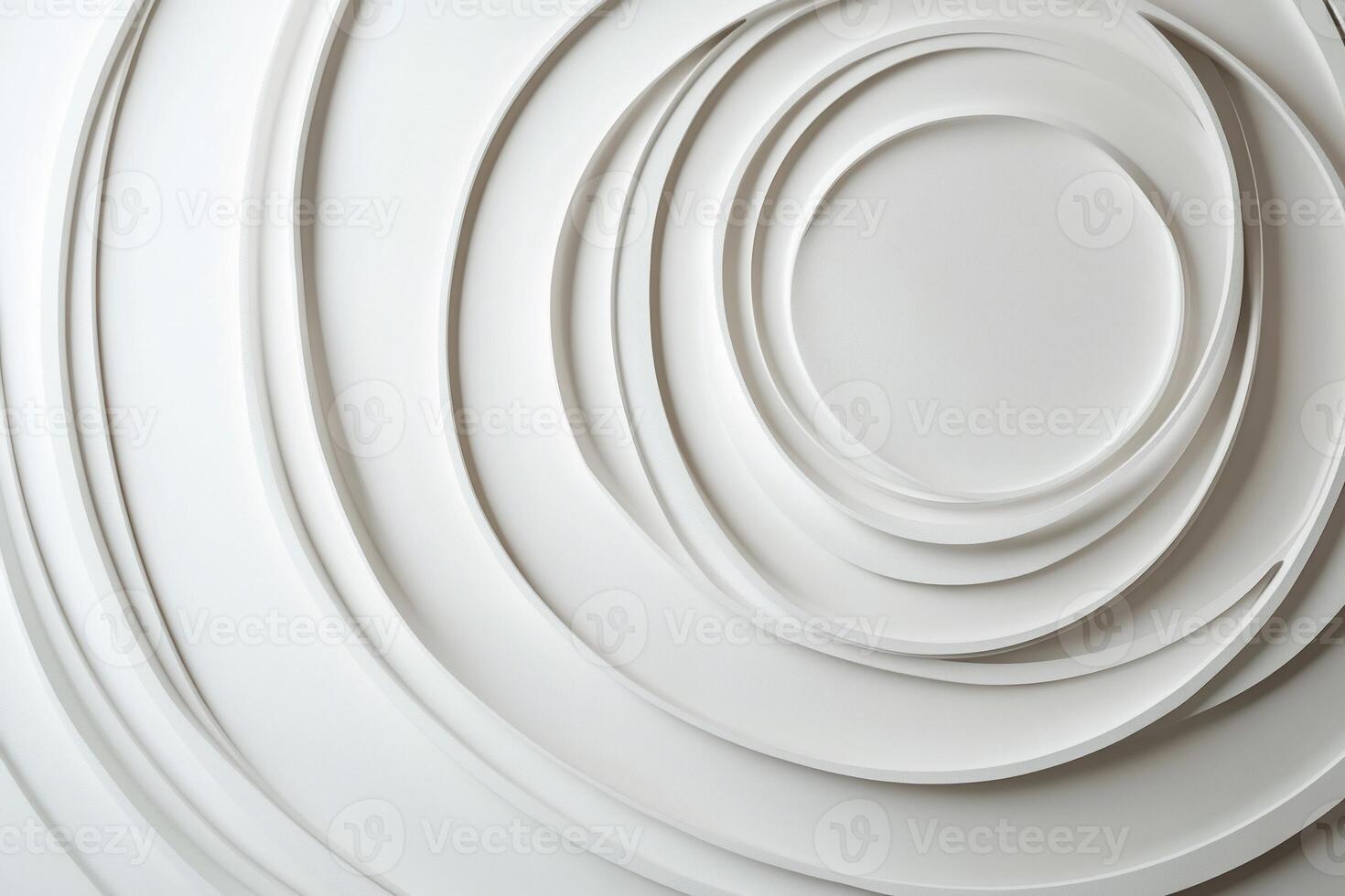 Abstract concentric circles in a layered, white design photo